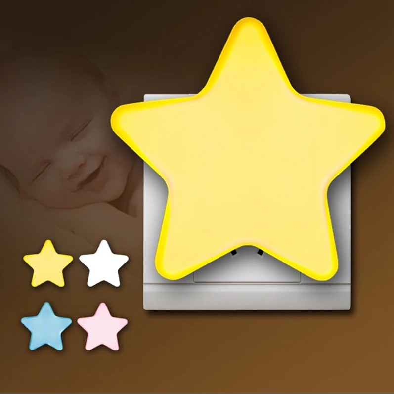 Luminária Infantil LED Estrela de Tomada Luz Noturna Amarela Bivolt